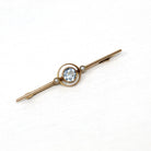 Simulated Aqua Brooch - Antique Edwardian 9k Yellow Gold Light Blue Glass Gem & Cultured Seed Pearls - Circa 1910s Birthstone Fine Jewelry