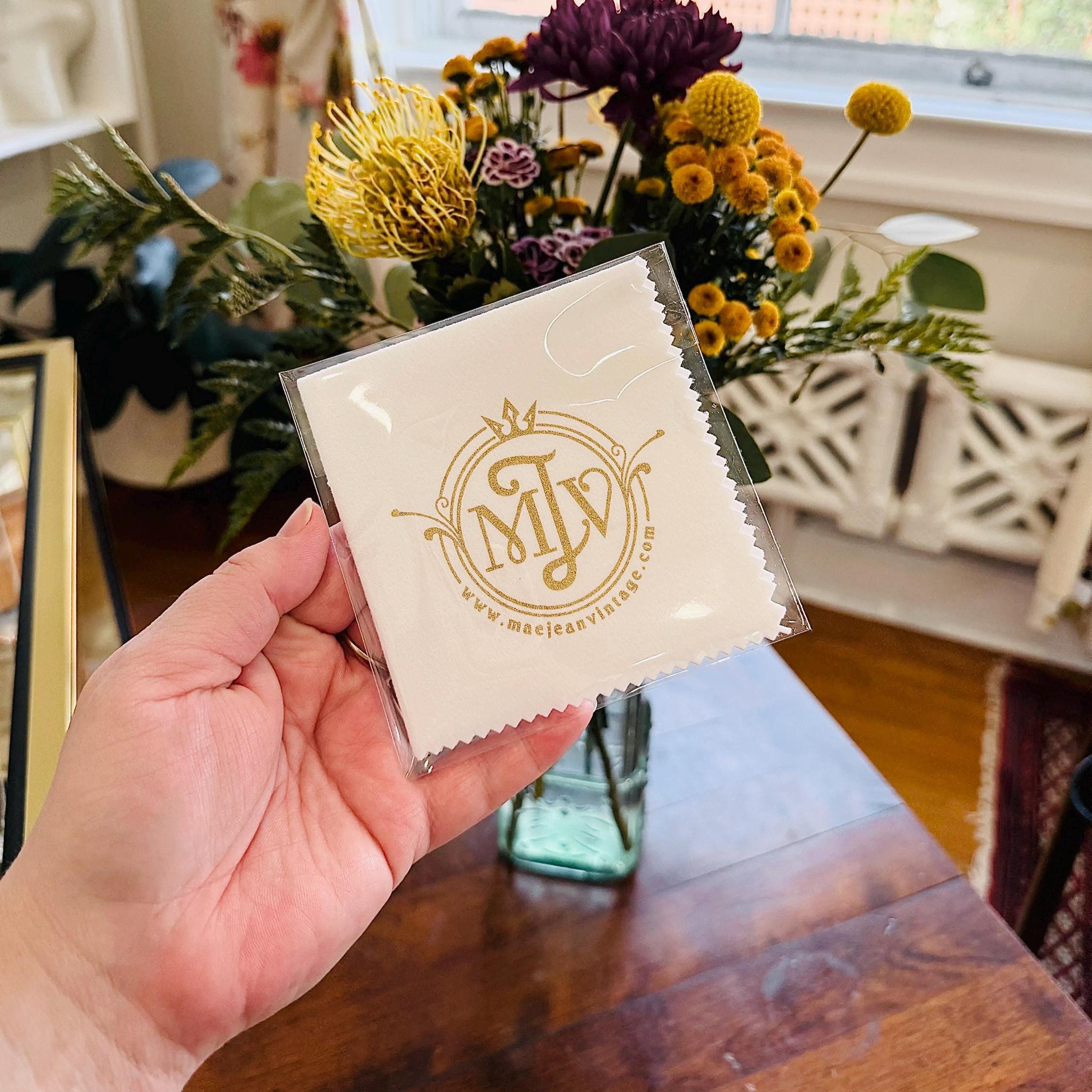 Polishing Cloth - 8 x 8 Inch Treated Nontoxic Jewelry Cleaning Cloth for Silver, Gold, Platinum, Gold Filled Jewelry - MJV Gold Logo