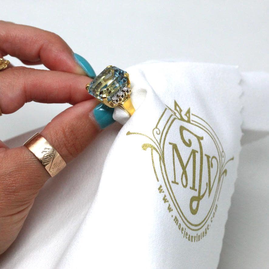 Polishing Cloth - 8 x 8 Inch Treated Nontoxic Jewelry Cleaning Cloth for Silver, Gold, Platinum, Gold Filled Jewelry - MJV Gold Logo