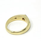 Genuine Diamond Ring - Estate 14k Yellow & White Gold Single Gemstone Tapered Band - Modern Size 10 Unisex Men's Wedding Two Tone Jewelry