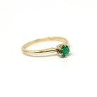 Genuine Emerald Ring - Estate 14k Yellow Gold Round Faceted Green Gemstone - Modern Circa 2000's Era Size 6 1/2 May Birthstone Fine Jewelry