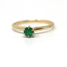 Genuine Emerald Ring - Estate 14k Yellow Gold Round Faceted Green Gemstone - Modern Circa 2000's Era Size 6 1/2 May Birthstone Fine Jewelry