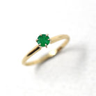 Genuine Emerald Ring - Estate 14k Yellow Gold Round Faceted Green Gemstone - Modern Circa 2000's Era Size 6 1/2 May Birthstone Fine Jewelry