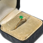 Genuine Emerald Ring - Estate 14k Yellow Gold Round Faceted Green Gemstone - Modern Circa 2000's Era Size 6 1/2 May Birthstone Fine Jewelry