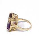 Genuine Ametrine Ring - 14k Yellow Gold Statement Rectangular Multi Color Gem - Modern 2000s Size 6 Purple Yellow Solitaire Fine Y2K Jewelry