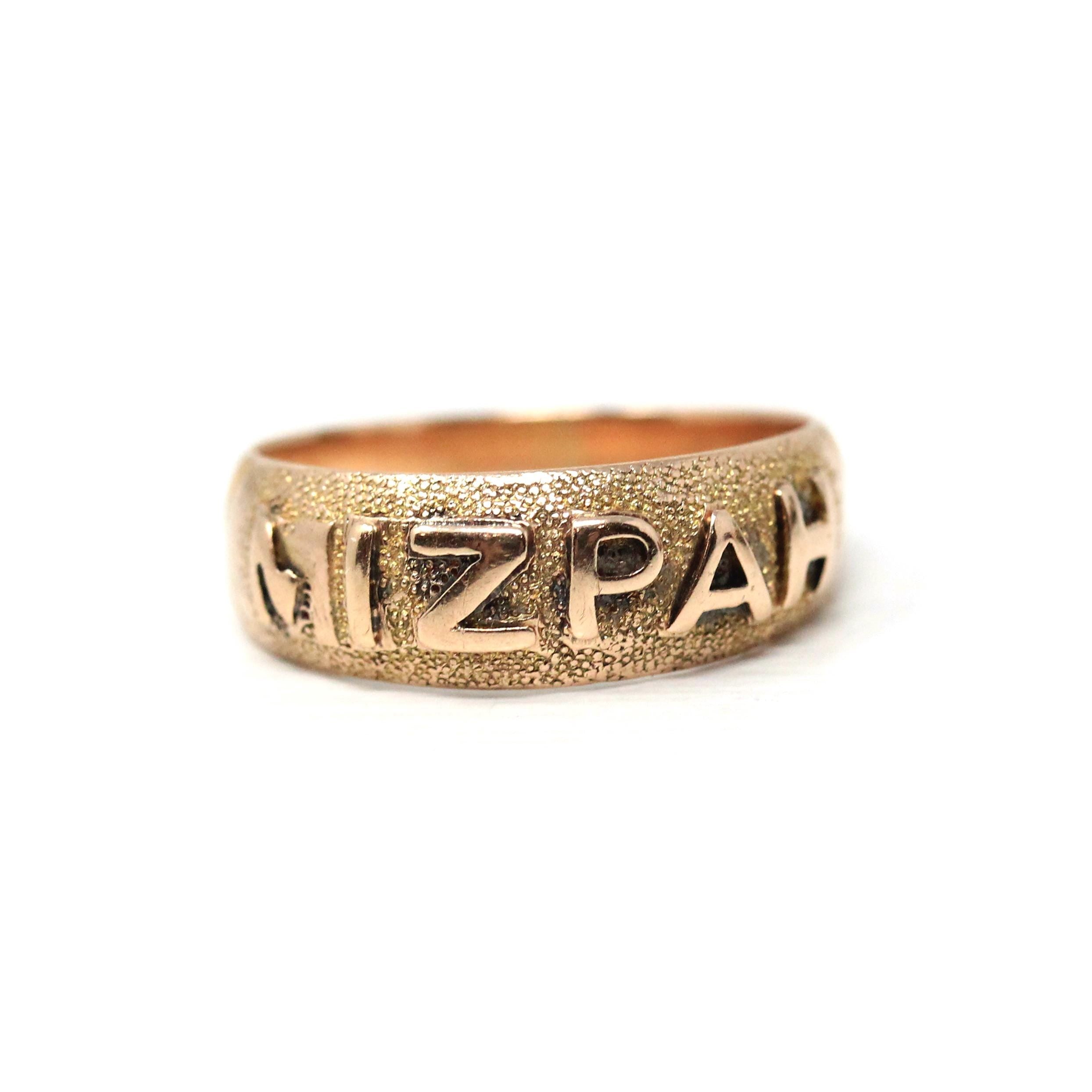 Victorian Mizpah Band - 9k Rosy Yellow Gold Birmingham England