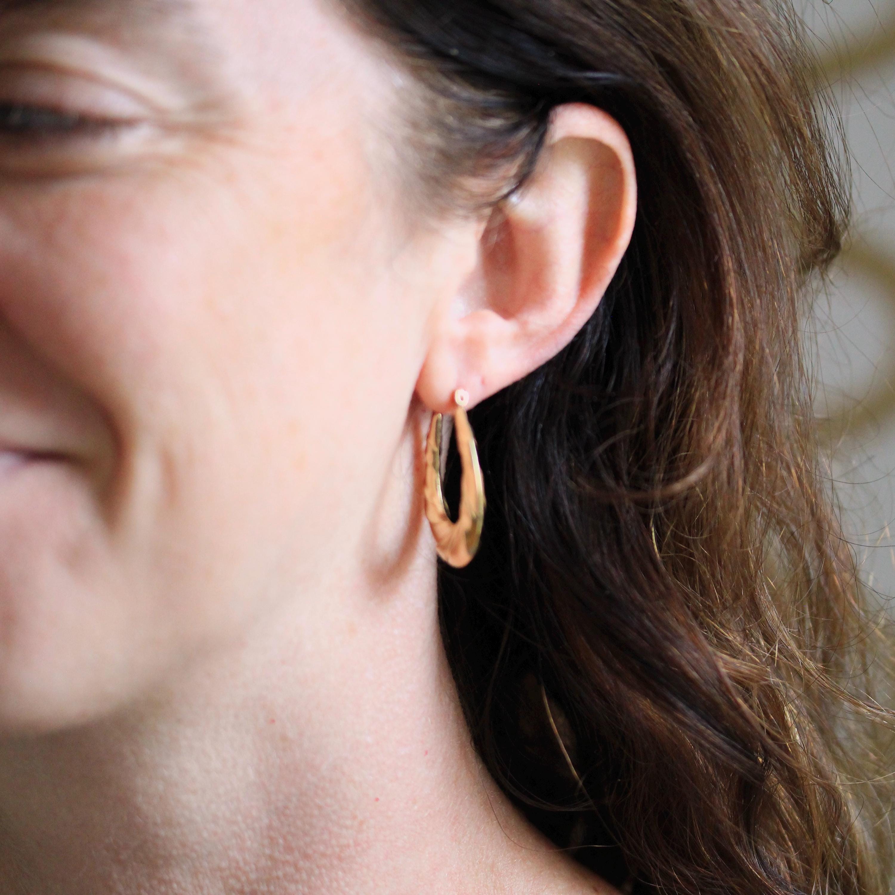 Modern Hoop Earrings - Estate 14k Yellow Gold Latch Lever Backs Door Knockers - Vintage Circa 2000's Era Statement Twisted Fine Jewelry