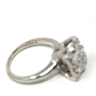 Diamond Cluster Ring - Mid Century 10k White Gold Genuine Gemstones - Vintage Circa 1950s Era Size 4 1/4 Cocktail Flower Fine Halo Jewelry