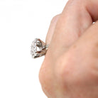 Diamond Cluster Ring - Mid Century 10k White Gold Genuine Gemstones - Vintage Circa 1950s Era Size 4 1/4 Cocktail Flower Fine Halo Jewelry