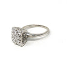 Diamond Cluster Ring - Mid Century 10k White Gold Genuine Gemstones - Vintage Circa 1950s Era Size 4 1/4 Cocktail Flower Fine Halo Jewelry