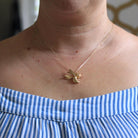 Vintage Wasp Necklace - Estate 14k Yellow Gold Winged Insect - Modern Circa 1980s Era Genuine Red Ruby Eye Bug Bee Hornet Fine 80s Jewelry