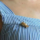 Vintage Owl Brooch - Retro Era 14k Yellow Gold Created Ruby Eyes Winged Animal Pendant - Circa 1960s Figural Gemstone Fine 60s Bird Jewelry