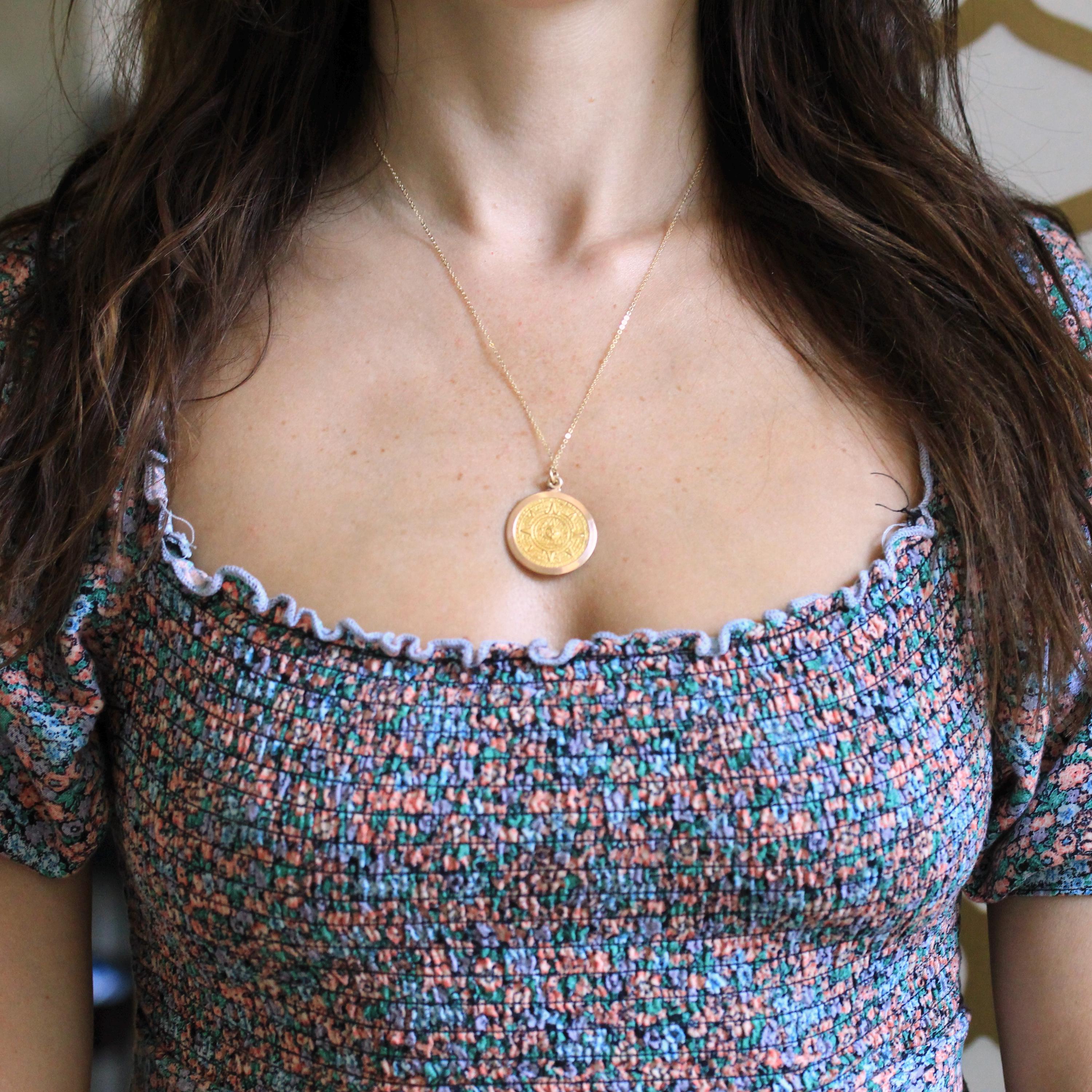 Vintage Pisces Pendant - Retro 10k Yellow Gold Fish Astrological Sign Charm Necklace - Circa 1970s Era Zodiac Water Element Sun Fine Jewelry