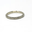 Art Deco Wedding Band - Vintage 18k White Gold Orange Blossom Eternity Ring - Vintage Circa 1930s Size 4 3/4 Bridal Fine Stacking Jewelry