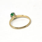 Genuine Emerald Ring - Estate 14k Yellow Gold Round Faceted Green Gemstone - Modern Circa 2000's Era Size 6 1/2 May Birthstone Fine Jewelry
