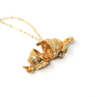 Man In Barrel Charm - Retro 14k Yellow Gold Figural "Never Again" Drunk Gambling Necklace Pendant - Vintage Fine Locket Keepsake Jewelry