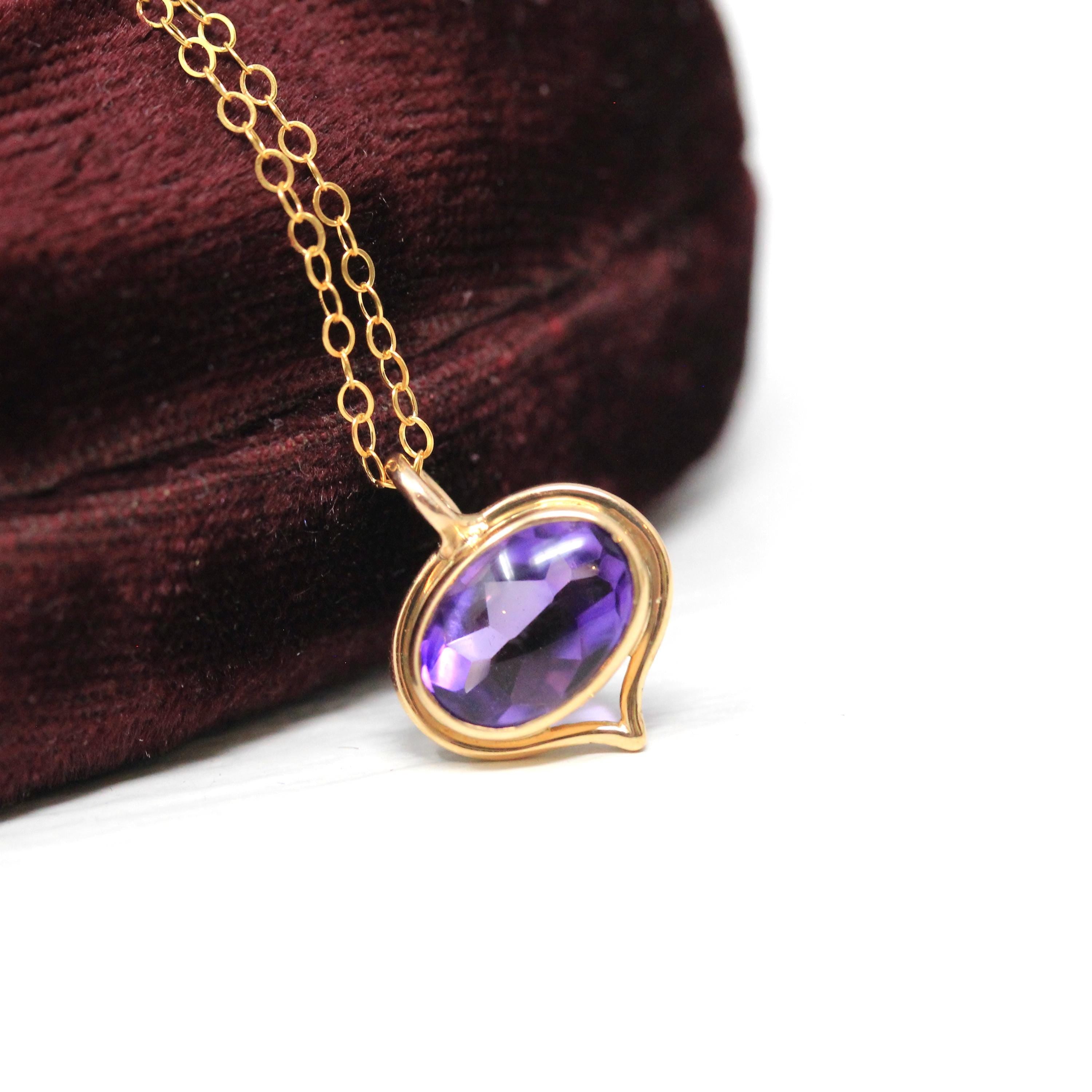 Antique Amethyst Charm Edwardian 14k Yellow Gold Pin Conversion