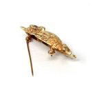 Vintage Owl Brooch - Retro Era 14k Yellow Gold Created Ruby Eyes Winged Animal Pendant - Circa 1960s Figural Gemstone Fine 60s Bird Jewelry