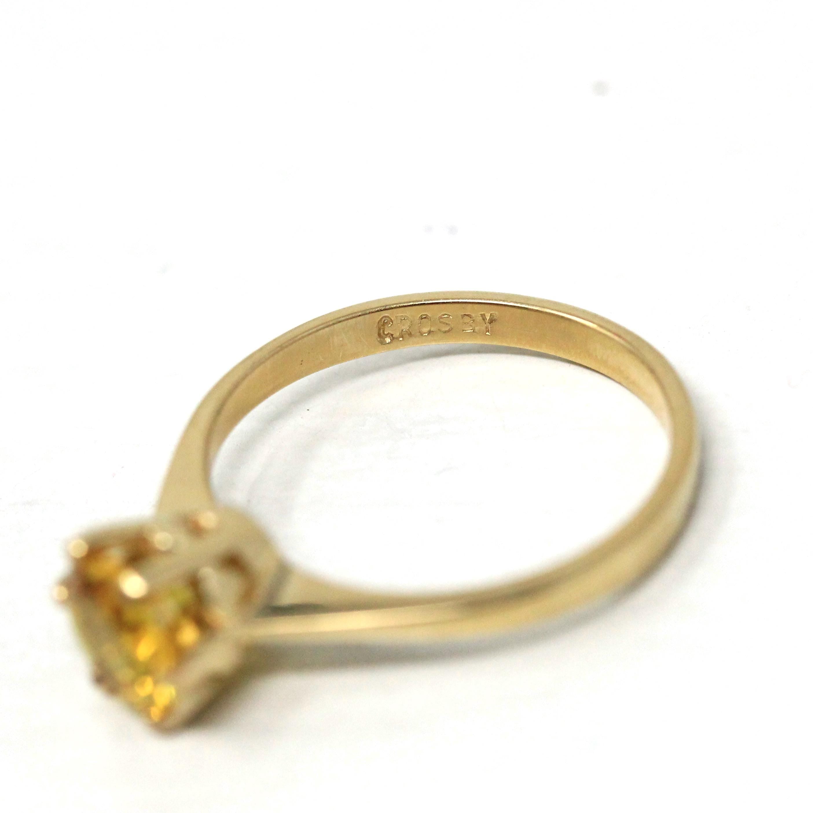 Created Yellow Sapphire Ring - Retro 10k Gold Round Faceted