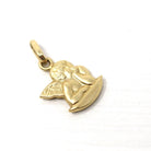 Dainty Cupid Charm - Modern 14k Yellow Gold Thinking Winged Angel Pendant Necklace - Circa 1990s New Old Stock Figural NOS Fine 90s Jewelry