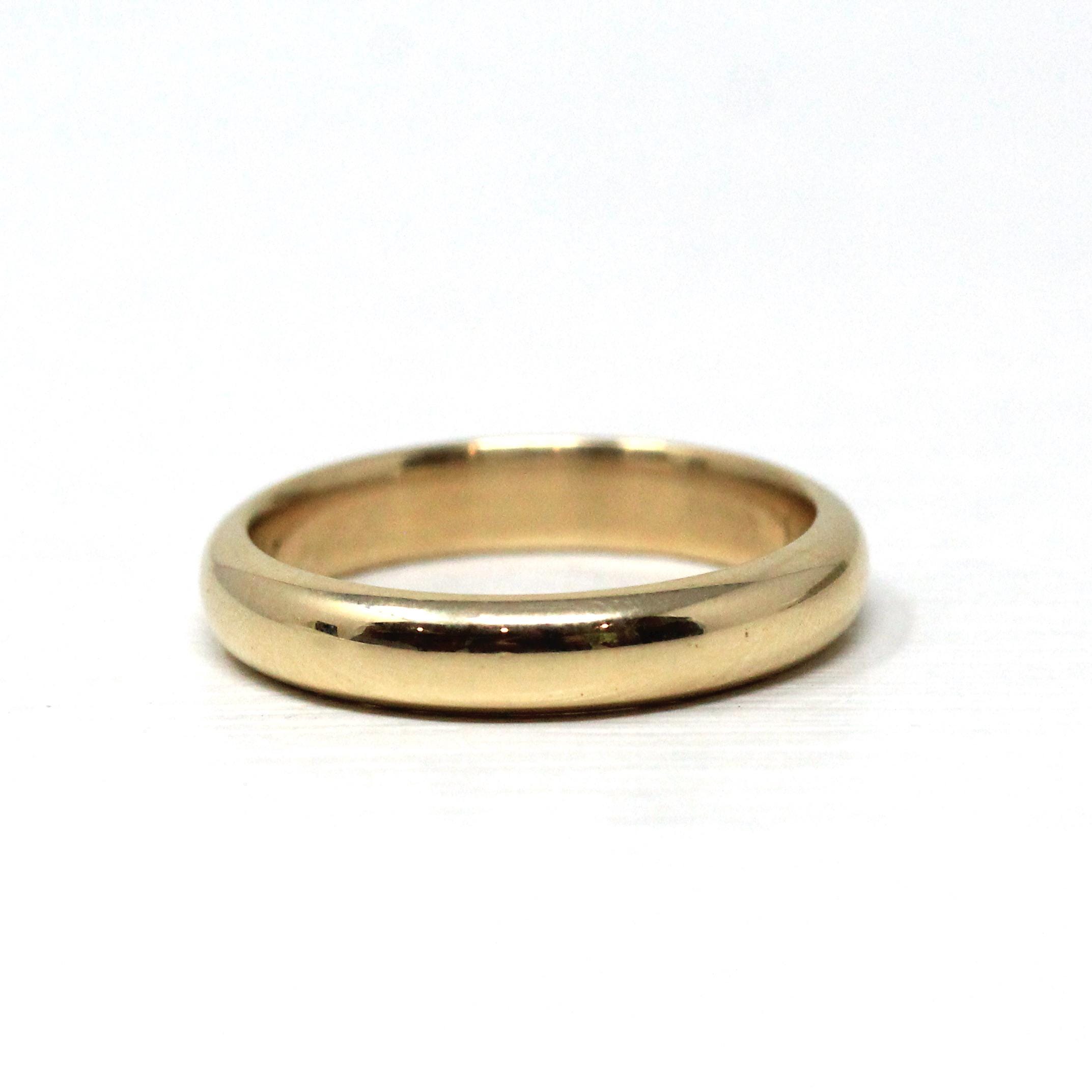 Vintage Wedding Band - Retro 14k Yellow Gold "BFH to DWK" Stacking Men's Unisex Ring - Dated 1962 Size 9 1/2 Fine Heirloom Bridal Jewelry