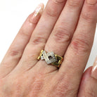 Vintage Watch Link Ring - Modern Estate 18k Yellow White Gold Open Brick Chain Design - Circa 2000s Size 7 1/2 Fine Diamond Accent Jewelry