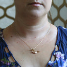 Flying Bird Charm - Modern 14k Rose Gold Winged Animal Pendant Necklace - Estate Circa 2000s Era Raven Crow Avian Feathered Fine Jewelry