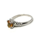 Yellow Sapphire & Diamond Ring - Mid Century Platinum Alternative Engagement Ring Genuine Gemstones - Vintage 1950s Size 5 Report Jewelry