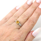 Yellow Sapphire & Diamond Ring - Mid Century Platinum Alternative Engagement Ring Genuine Gemstones - Vintage 1950s Size 5 Report Jewelry