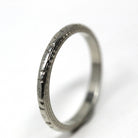 Art Deco Wedding Band - Vintage 18k White Gold Flower Eternity Ring - Circa 1930s Era Size 6 1/4 J.R. Wood Bridal Stacking Fine 30s Jewelry