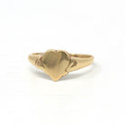 Blank Signet Ring - Retro 10k Yellow Gold Midi Pinky Band Ready To Personalize Engrave - Vintage Circa 1940s Era Size 2 1/2 Heart Jewelry