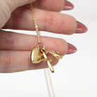 Vintage Charm Necklace - Retro 14k Yellow Gold Cross Anchor Heart Pendants - Circa 1970s Era Faith Hope Charity Religious 70s Fine Jewelry