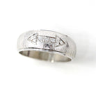 Vintage Wedding Band - Retro 14k White Gold Genuine .05 CTW Diamonds Ring - Circa 1960s Era Size 9 Infinity Arrow Fine Unisex Bridal Jewelry