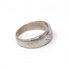 Vintage Wedding Band - Retro 14k White Gold Genuine .05 CTW Diamonds Ring - Circa 1960s Era Size 9 Infinity Arrow Fine Unisex Bridal Jewelry