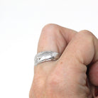 Vintage Wedding Band - Retro 14k White Gold Genuine .05 CTW Diamonds Ring - Circa 1960s Era Size 9 Infinity Arrow Fine Unisex Bridal Jewelry