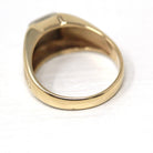 Vintage Diamond Ring - Retro 10k Yellow & White Gold Genuine Gemstone Men's Unisex Wedding Band - Circa 1970s Era Size 9 1/2 Fine Jewelry