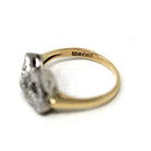 Vintage Sweetheart Ring - Mid Century 10k Yellow & White Gold Double Heart Promise Love - Circa 1950s Era Size 4 Statement Fine 50s Jewelry