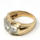 Vintage Diamond Ring - Retro 14k Yellow & White Gold Unisex Men's Two Tone Band - Circa 1960s Era Size 10 Statement Engagement Fine Jewelry