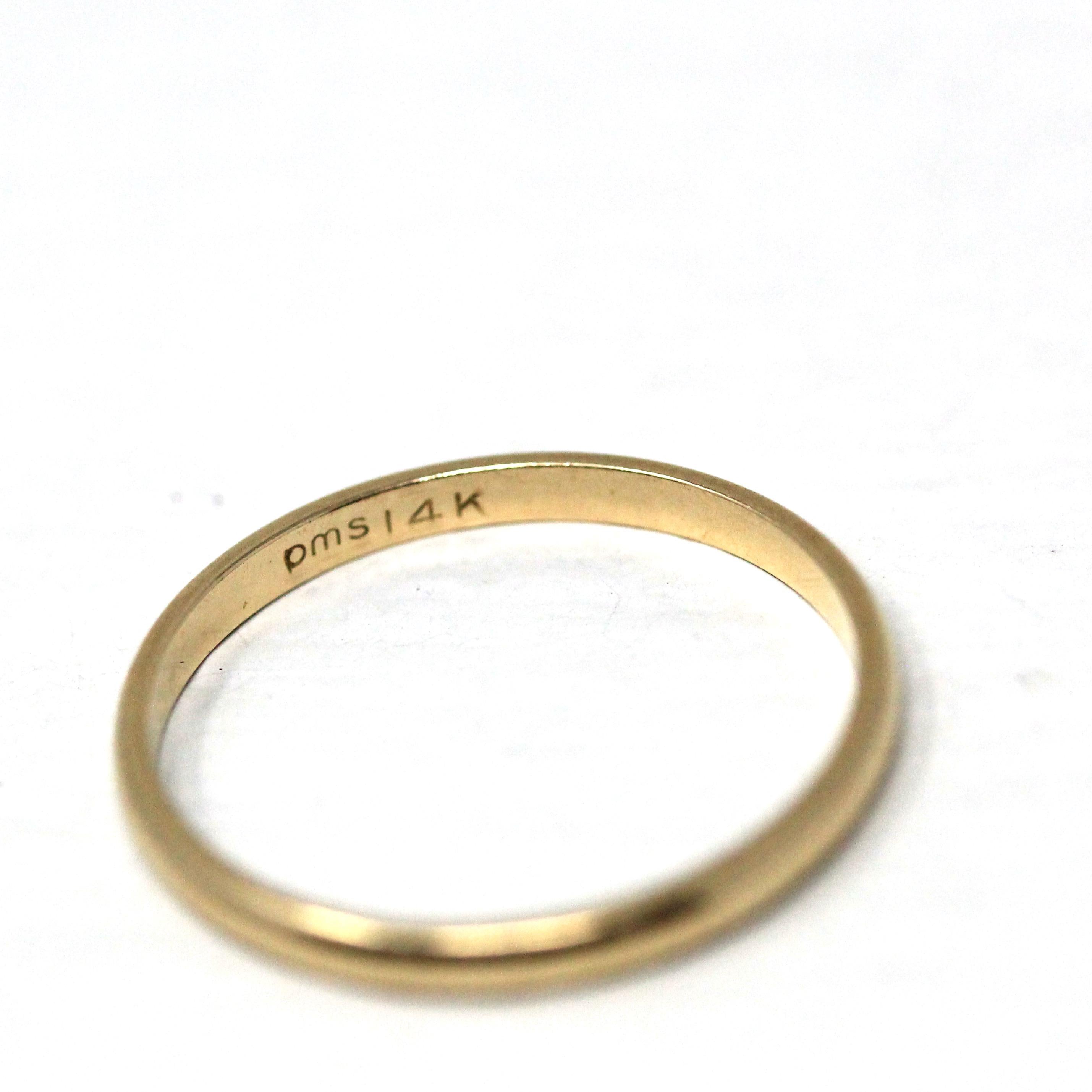 Estate Wedding Band - Minimalist Modern 1990s 14k Yellow Gold Unadorned Plain Polished Ring- Size 5.75 90s Simple Stacking Fine Jewelry