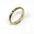 Art Deco Wedding Band - Vintage 14k Yellow Gold Orange Blossom Eternity Designs Ring - Circa 1930s Size 5 3/4 Stacking Bridal Fine Jewelry