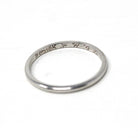 Antique Wedding Band - Art Deco 18k White Gold Inscribed Ring - Vintage Engraved 1928 Size 6 1/2 Unisex Style 1920s Era Wedding Fine Jewelry