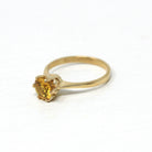 Created Yellow Sapphire Ring - Retro 10k Gold Round Faceted 1.09 CT Gem - Vintage 1960s Era Size 6 Solitaire Alternative Engagement Jewelry
