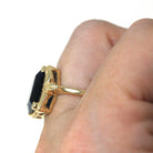 Simulated Sapphire Ring - Retro 10k Yellow Gold Rectangular Faceted Blue Glass Stone - Circa 1940s Era Size 5 3/4 Fine New Old Stock Jewelry