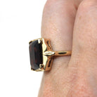 Simulated Amethyst Ring - Retro 10k Yellow Gold Rectangular Faceted Purple Glass Stone - Circa 1940s Era Size 6 Fine New Old Stock Jewelry