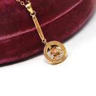 Antique Lavalier Necklace - Edwardian 10k Yellow Gold Genuine Diamond Gemstone Pendant Circa 1910s Rope Style Dainty Buttercup Fine Jewelry