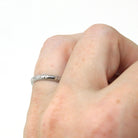 Art Deco Wedding Band - Vintage 18k White Gold Orange Blossom Eternity Ring - Circa 1930s Era Size 5 Bridal Stacking Fine 30s Flower Jewelry