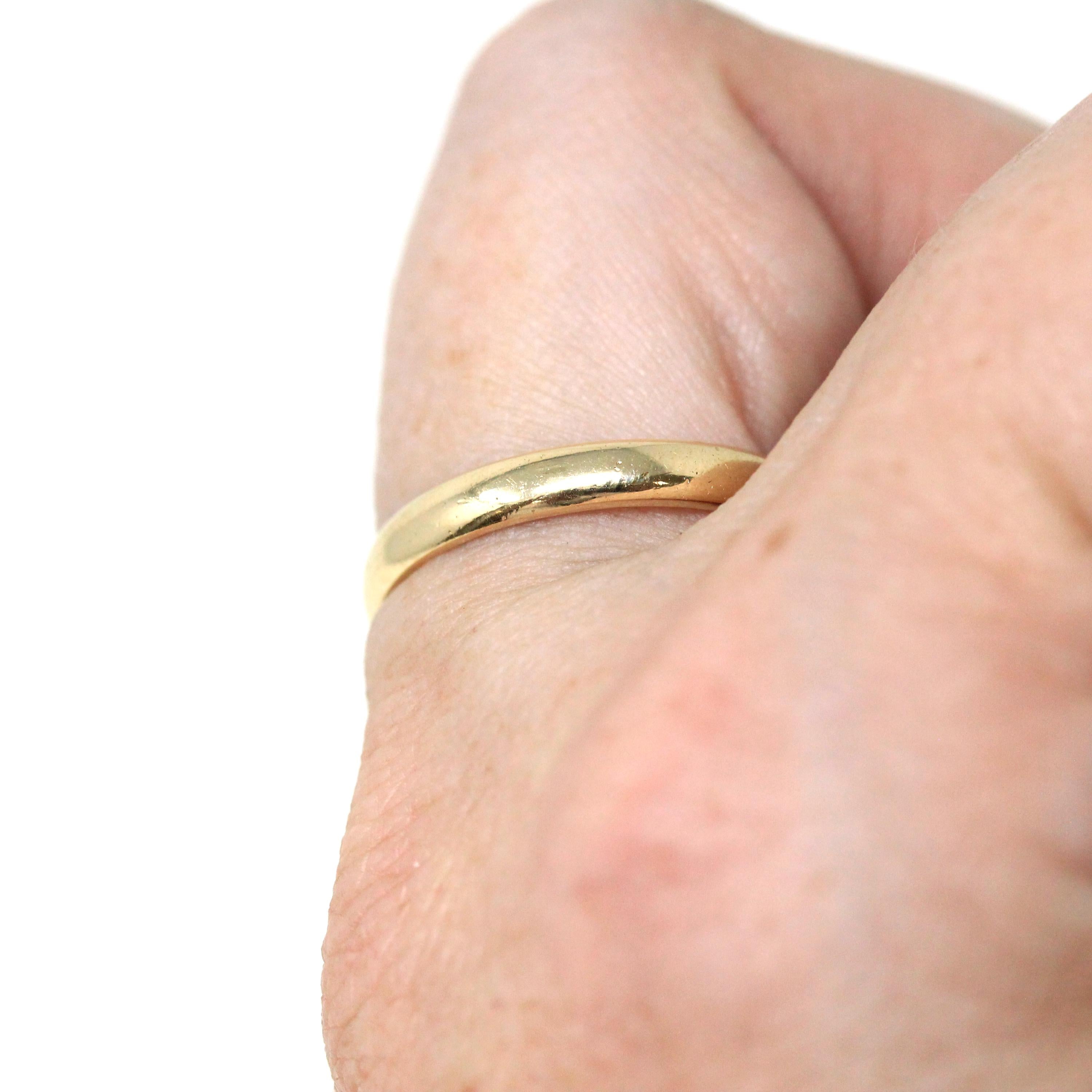 Vintage Inscribed Wedding Band - Art Deco 14k Yellow Gold Timeless Ring - Circa 1930s Size 9 1/4 Classic Simple Men's Unisex Fine Jewelry