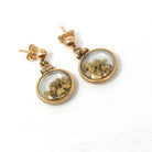 Gold Flake Earrings - Estate 14k Gold Filled Push Backs Posts - Vintage Circa 1980s Era Drop Dangle Alaskan Nugget Souvenir Fine Jewelry