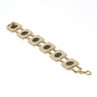 Nephrite Jade Bracelet - Retro 12k Gold Filled Genuine Oval Cabochon Cut Gemstones - Vintage 1960s Era 7 1/2 Inches Statement Panel Jewelry