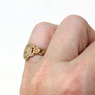 Antique Signet Ring - Edwardian 10k Rose Gold Engraved Initials "GVC" Letters - Vintage Circa 1900s Era Size 5 1/4 Monogrammed Fine Jewelry